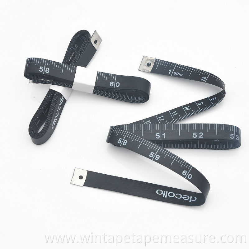 150cm/60inch black printable inch cm ruler measuring tape new design pvc logo material with Your Logo or Name